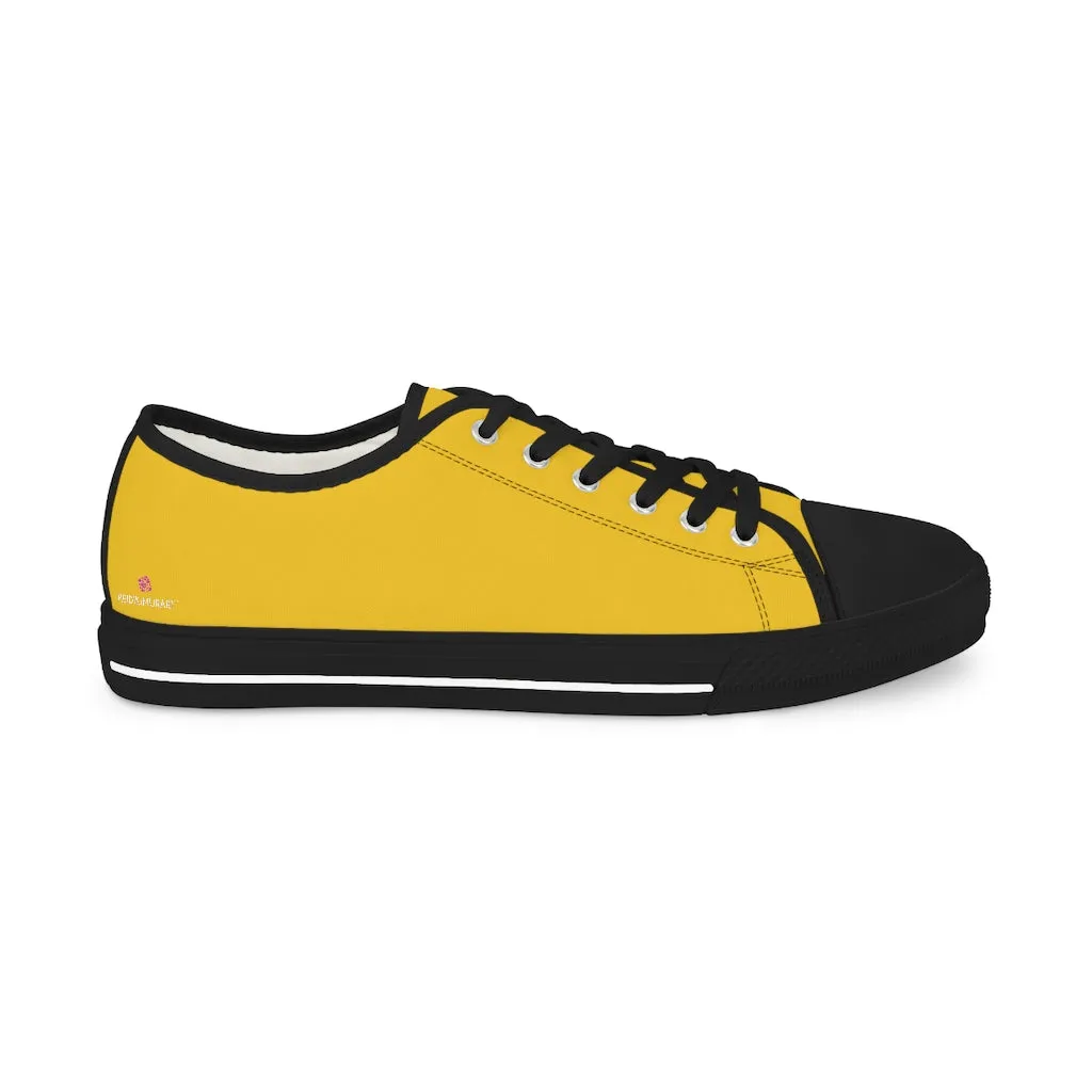 Yellow Solid Color Men's Shoes, Best Men's Yellow Color Low Top Sneakers, Modern Must Have Essential Solid Color Tennis Shoes For Men