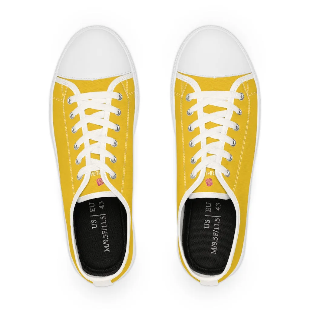 Yellow Solid Color Men's Shoes, Best Men's Yellow Color Low Top Sneakers, Modern Must Have Essential Solid Color Tennis Shoes For Men