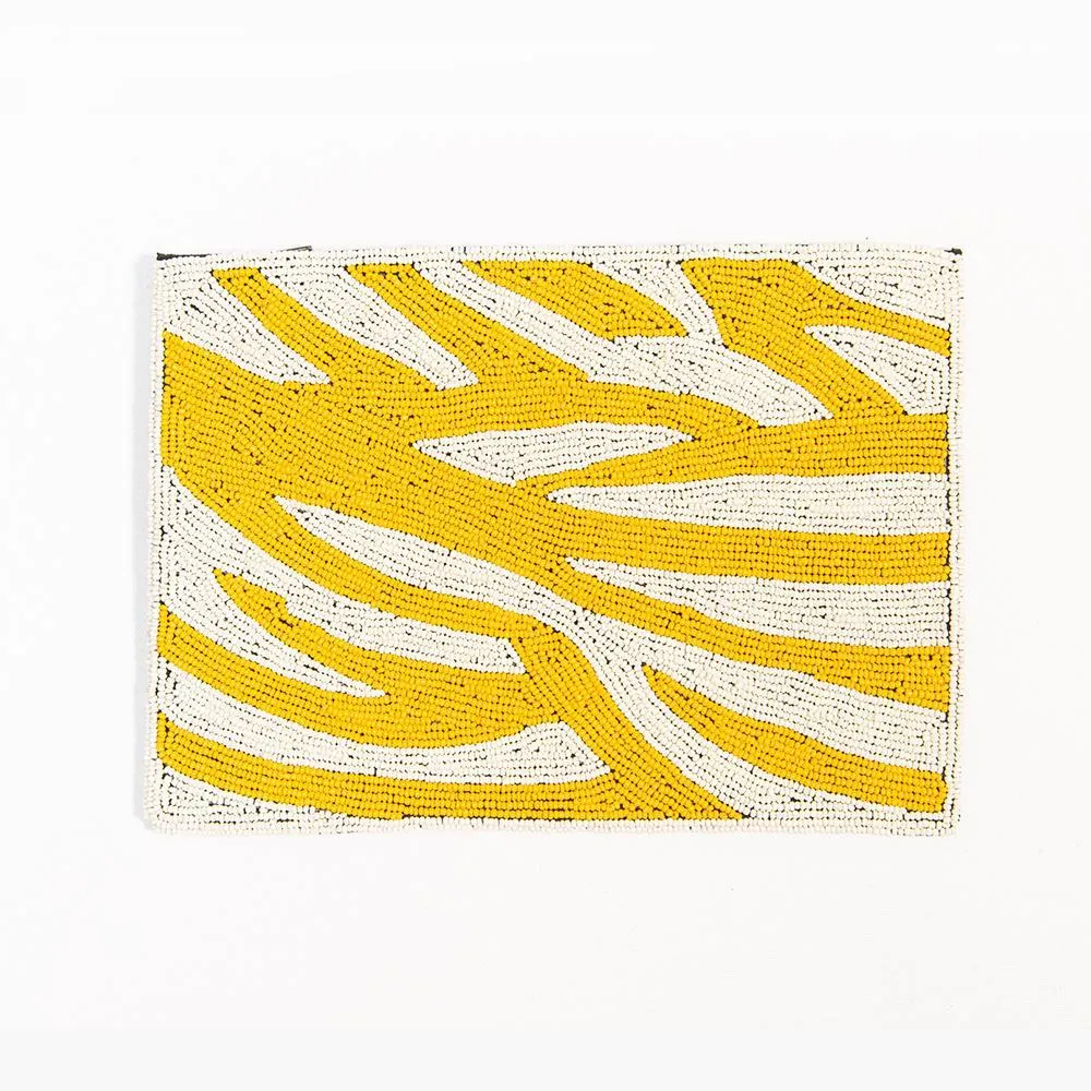 Yellow Zebra Beaded Clutch